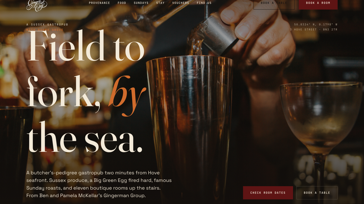 The Ginger Pig concept redesign, a Sussex gastropub