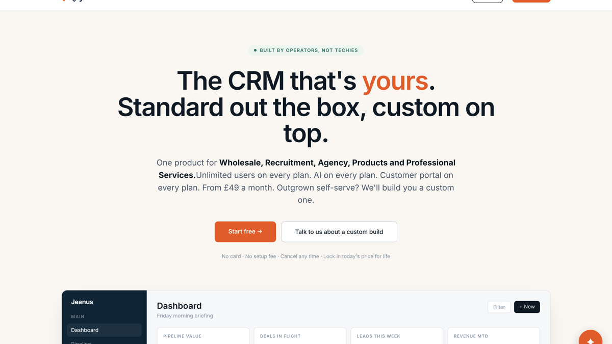 Jeanus, the Pixel and Shovel CRM product